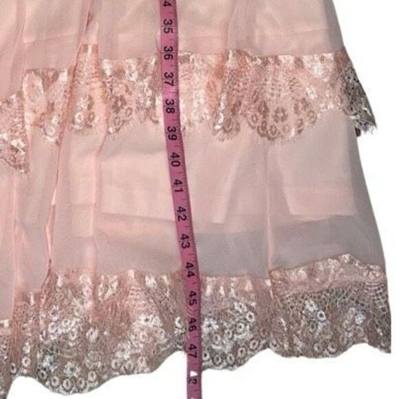 Vintage Inspired Long Pink Layered V Neck Half Sleeves Maxi Dress Women size XL - Picture 15 of 15